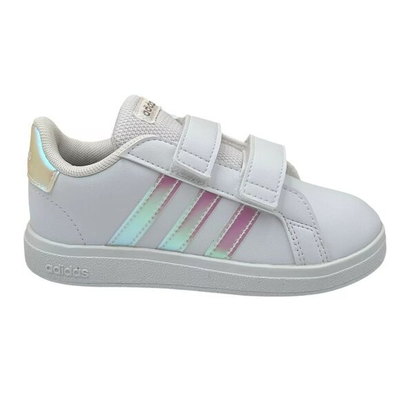 Adidas Grand Court Toddler Girls Slip on Casual Sneakers Size 10 White/Silver - Picture 3 of 13